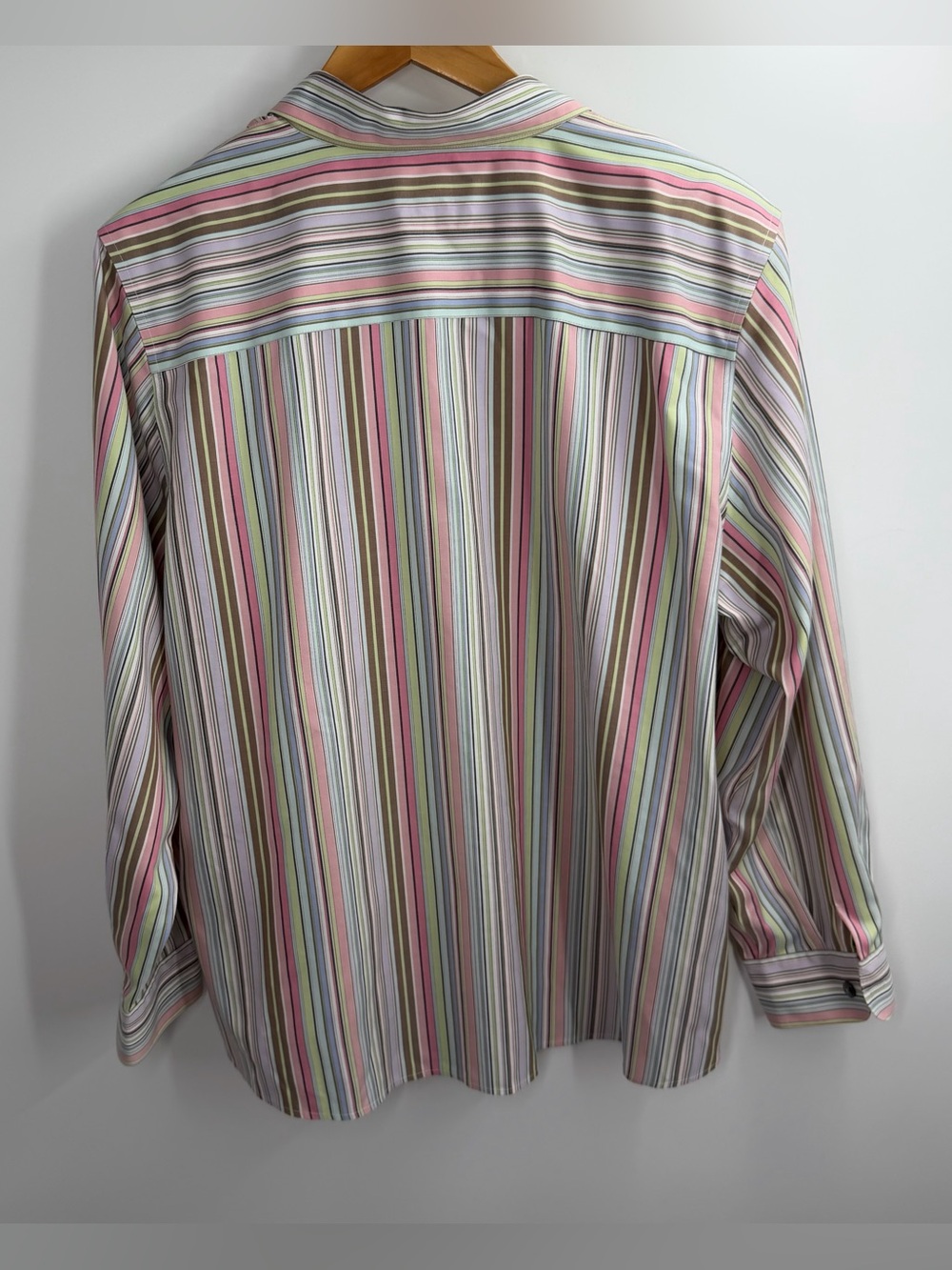 Foxcroft Multicolor Retro Pastel Striped Dress Shirt - Picture 10 of 14